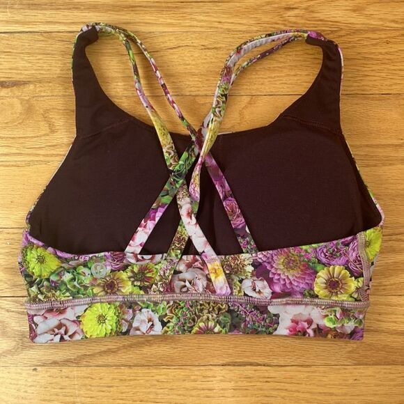 Lululemon sz 4 Energy Bra Nulux Inflorescent Multi excellent pink green yellow - Picture 5 of 10